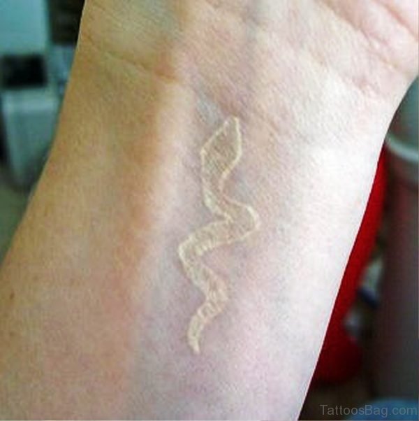 White Snake Wrist Tattoo