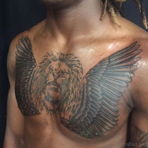 Wings And  Lion Tattoo