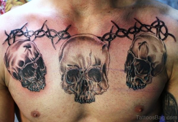 Wire And Skull Tattoo