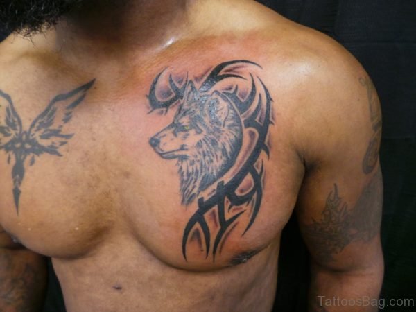 Wolf And Tribal Tattoo