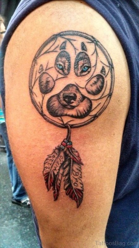 Wolf Eyes And Dreamcatcher Tattoo