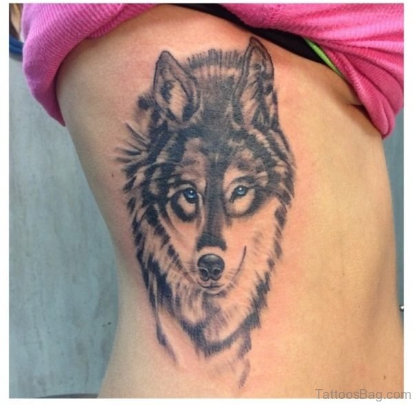 Wolf Tattoo On Rib