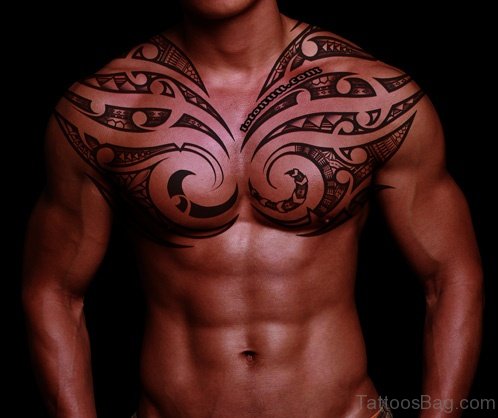 Wondeful Trible Tattoo On Chest