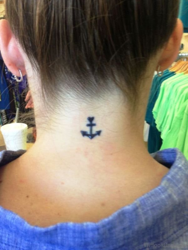 Wonderful Anchor Tattoo On Neck