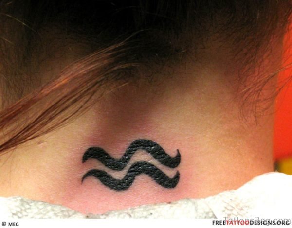 Wonderful Aquarius Neck Tattoo