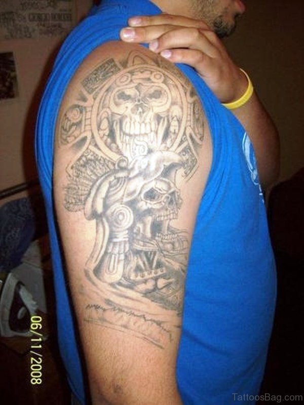 Wonderful Aztec Tattoo On Shoulder 