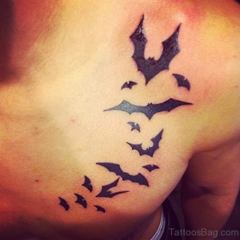 Wonderful Bats Tatto Design On Chest
