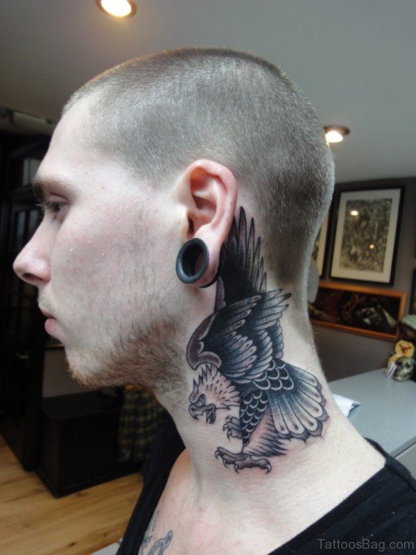 Wonderful Black And Grey Eagle Tattoo Design