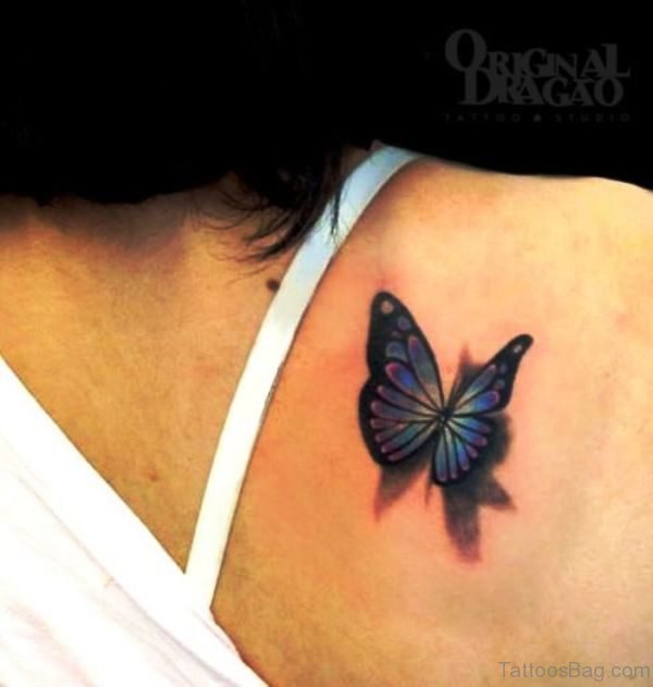 Wonderful Blue Butterfly Tattoo
