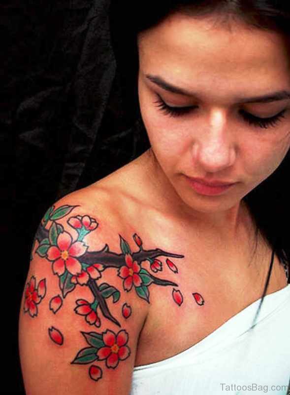 Wonderful Cherry Blossom Tattoo Design 