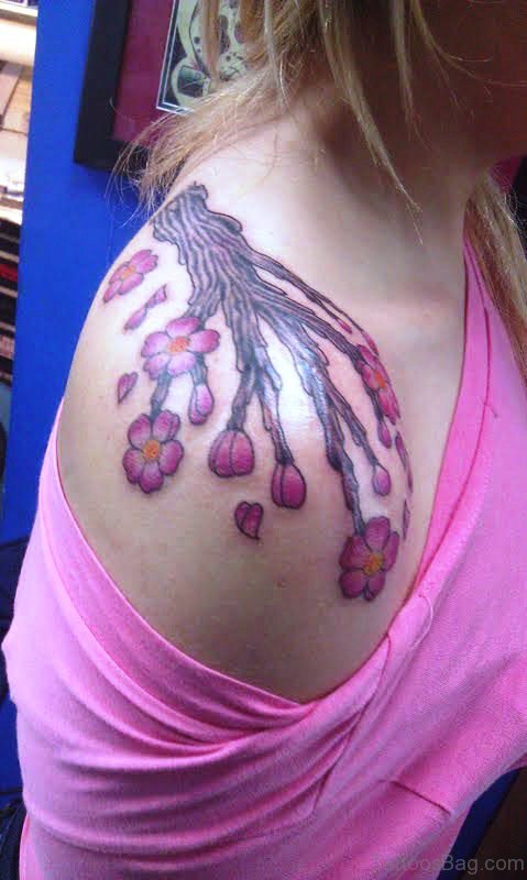 Wonderful Cherry Blossom Tree Tattoo Design 