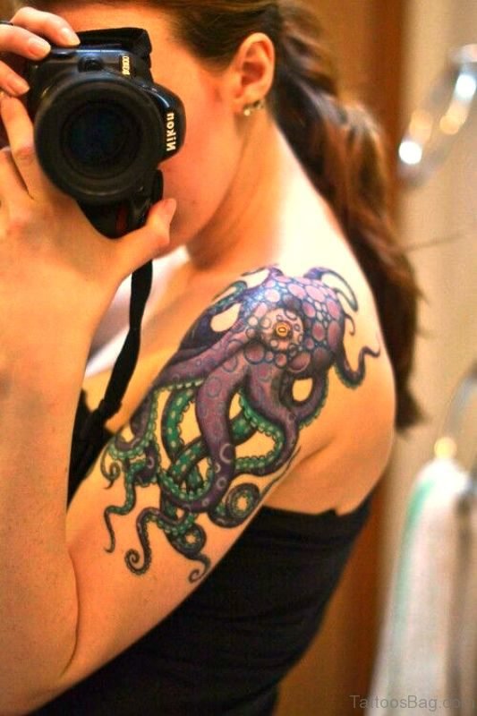 Wonderful Colored Kraken Tattoo 