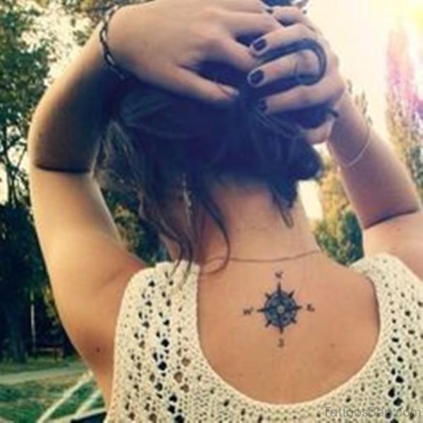 Wonderful Compass Tattoo On Back