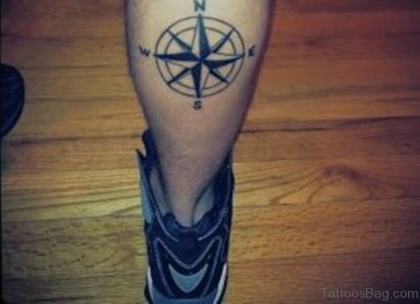 Wonderful Compass Tattoo On Leg