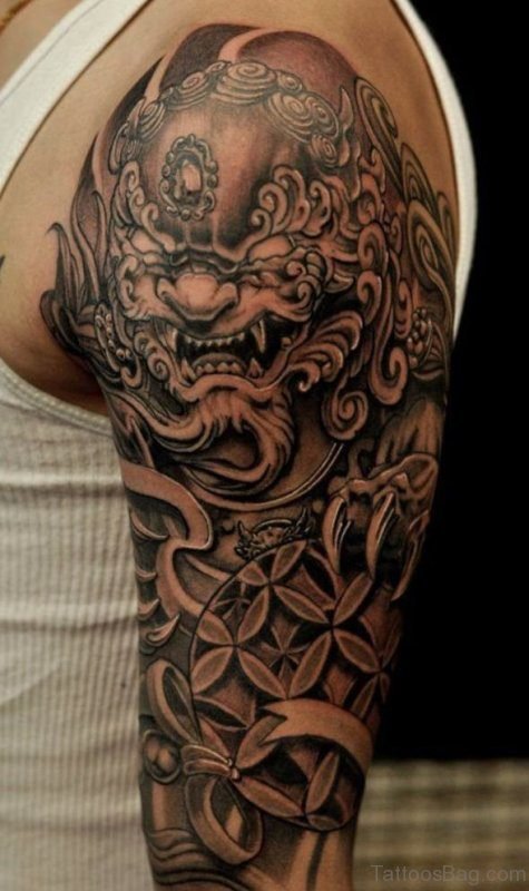 Wonderful Dragon Shoulder Half Sleeves Tattoo