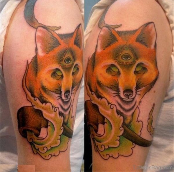Wonderful Fox Tattoo On Shoulder