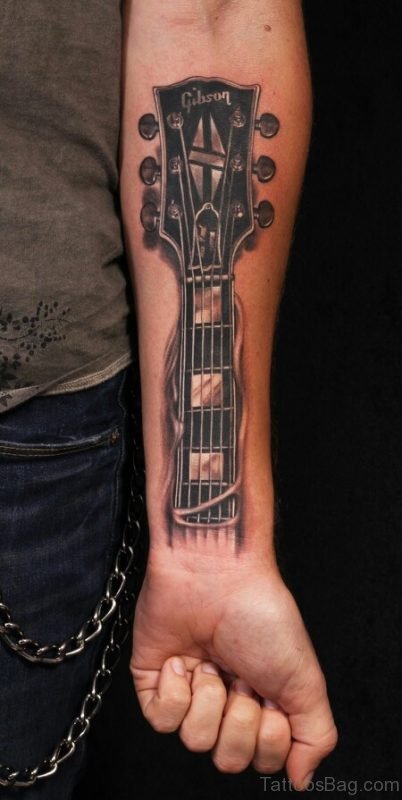 Wonderful Guitar Tattoo On Wrist