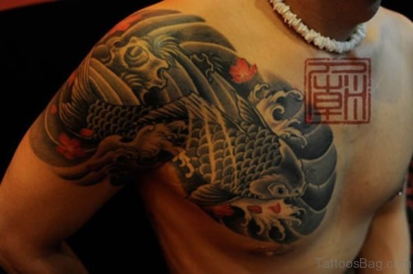 Wonderful Japanese Tattoo In Fish Pattern