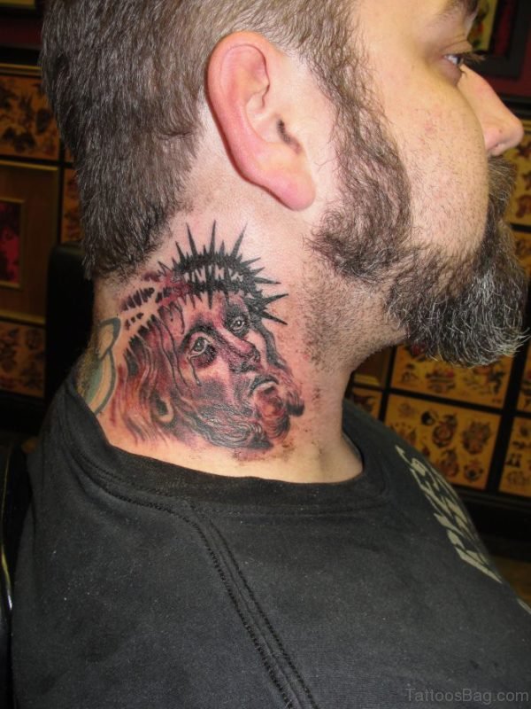 Wonderful Jesus Neck Tattoo