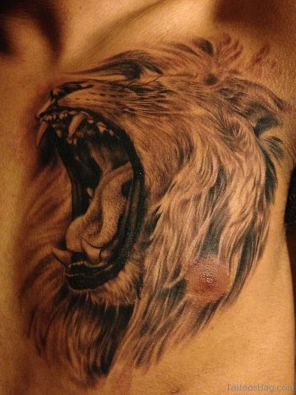 Wonderful Lion Tattoo Design On Chest