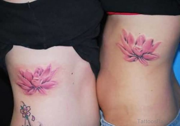 Wonderful Lotus Tattoo On Rib