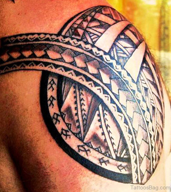 Wonderful Maori Tattoo On Left Shoulder