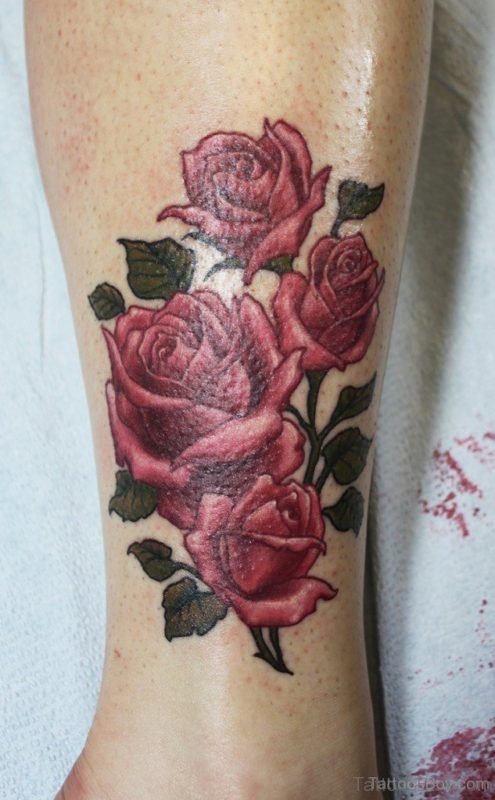 Wonderful Rose Tattoo On Ankle