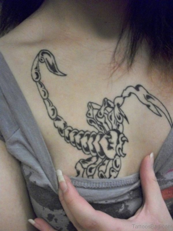 Wonderful Scorpion Tattoo On Chest