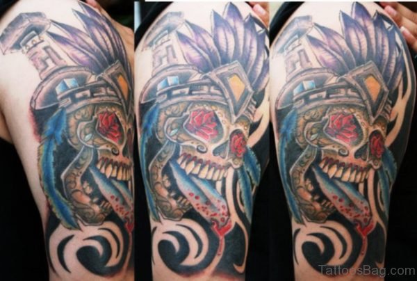 Wonderful Skull Aztec Tattoo 