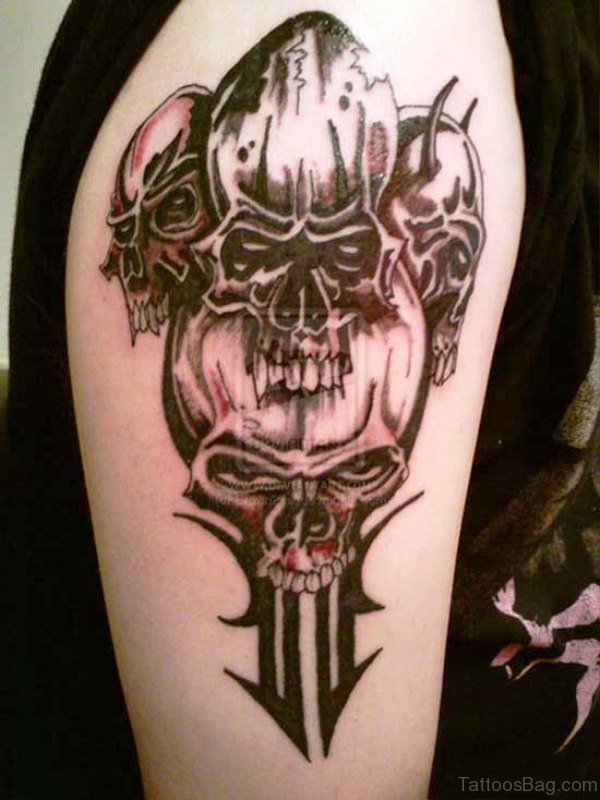 Wonderful Skull Tattoo On Shoulder 