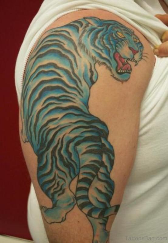 Wonderful Tiger Tattoo On Shoulder