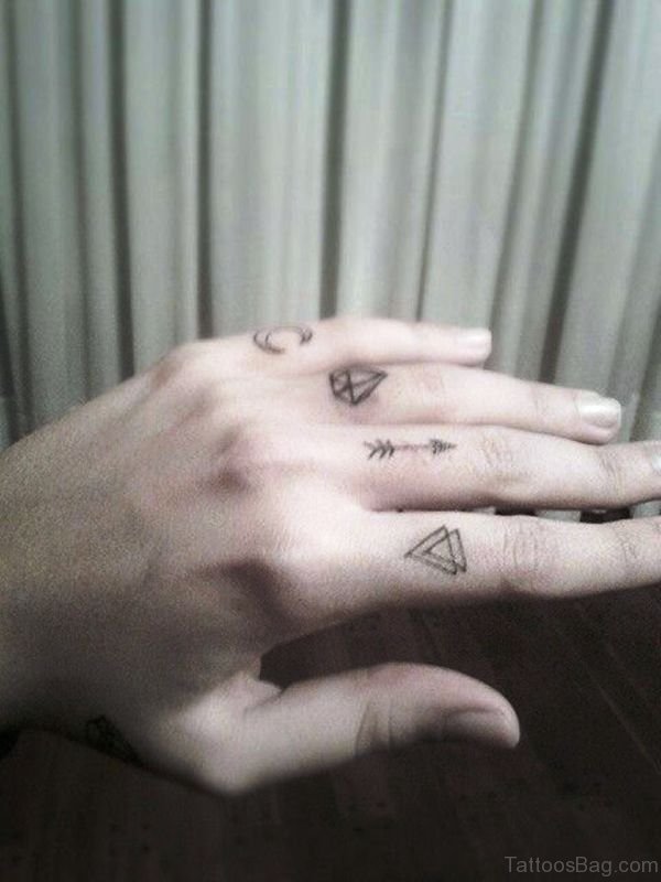Wonderful Triangle Tattoo On First Finger 