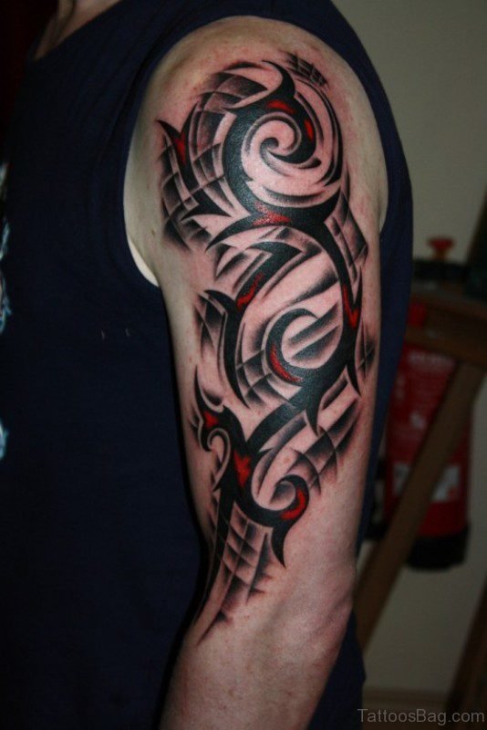 Wonderful Tribal Shoulder Tattoo