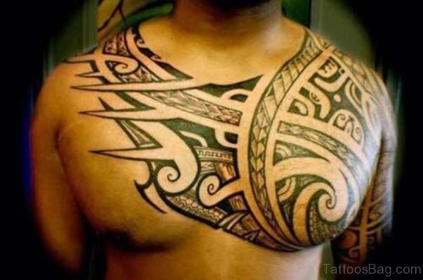 Wonderful Tribal Tattoo On Chest
