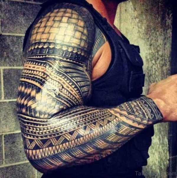 Wonderful Tribal Tattoo On Full Sleeve