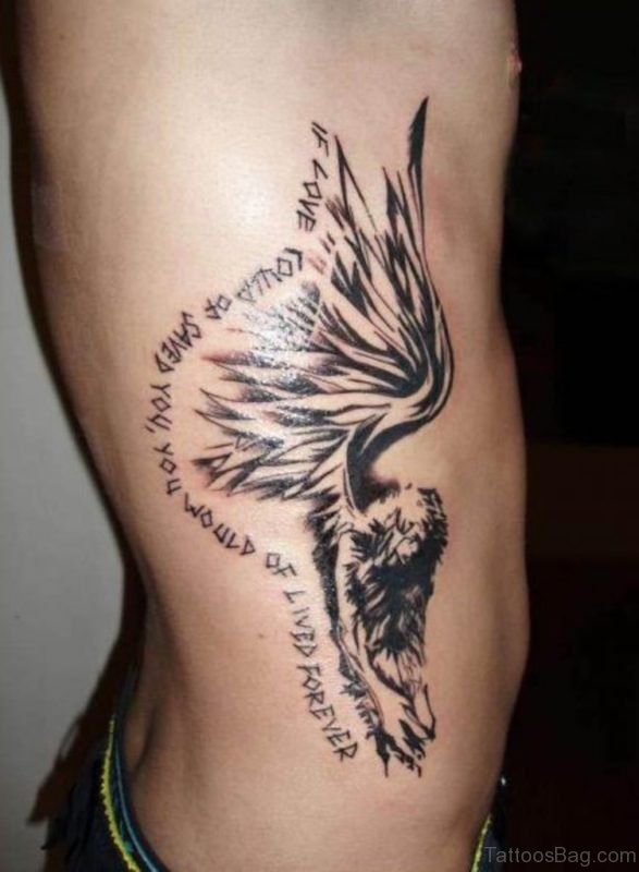 Wording And Eagle Tattoo