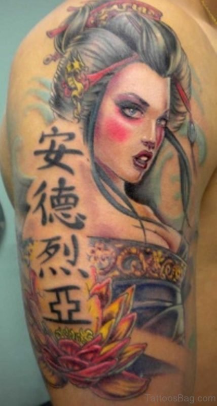 Wording And Geisha Tattoo