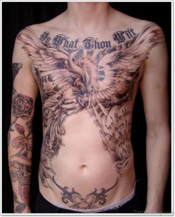 Wording And Phoenix Tattoo