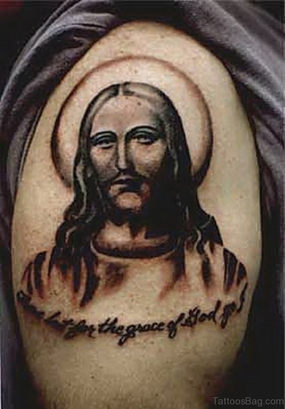Wording And k Jesus Tattoo On Shoulder