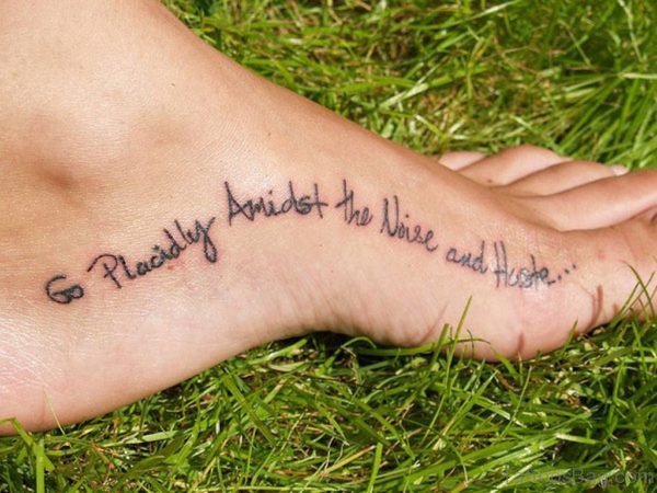 Wording Tattoo Design On Foot