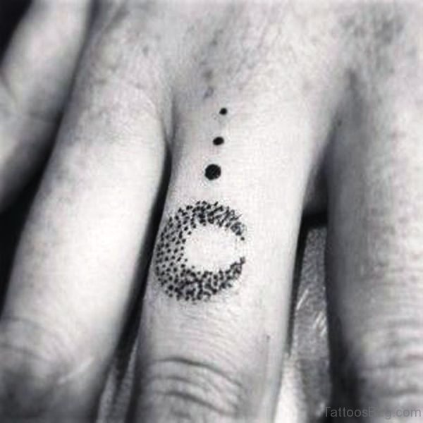 Wonderful Moon Tattoo On Finger