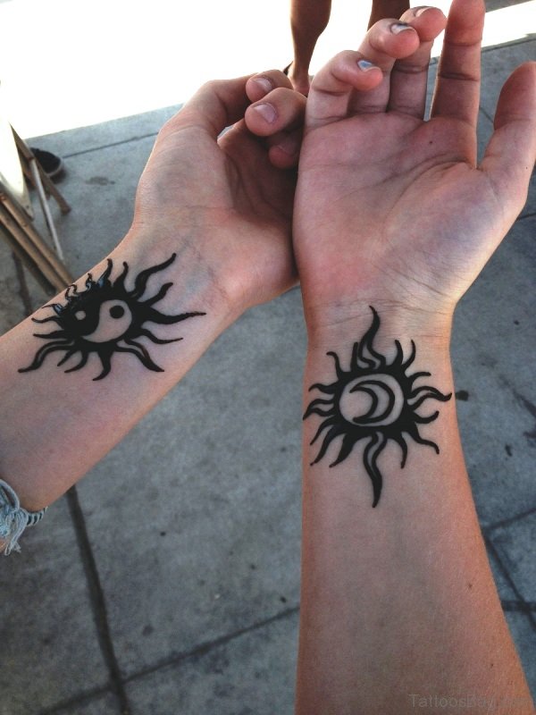 Yin Yang With Moon Tattoo
