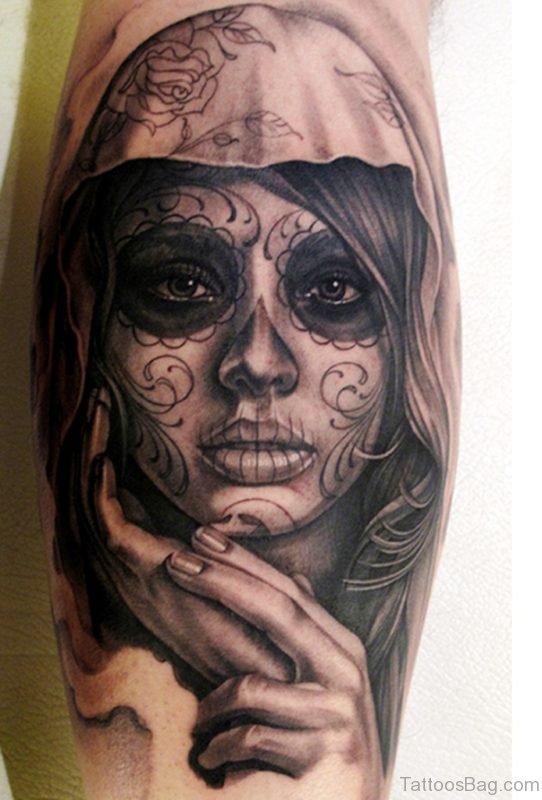Eautiful Dia De Los Muertos Girl Portrait Tattoo 