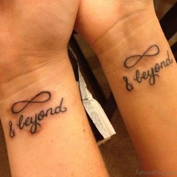 Nfinity Beyond Wording Tattoo On Couple Wrist