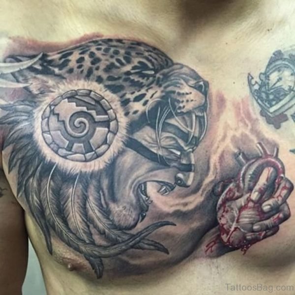 Onderful Grey Angry Aztec Jaguar Tattoo
