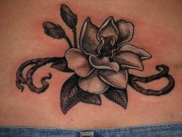 Rey Ink Magnolia Flower Tattoo On Lower Back
