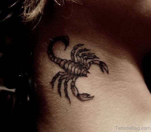 Scorpion tattoo on neck