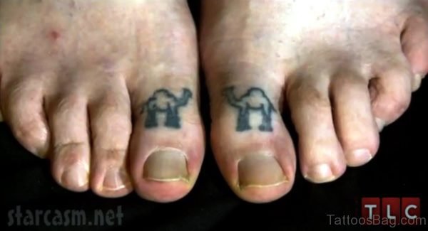2 Camels Tattoo On Toe