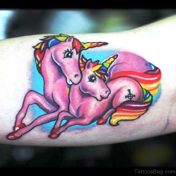 2 Cute Unicorns Tattoo Design