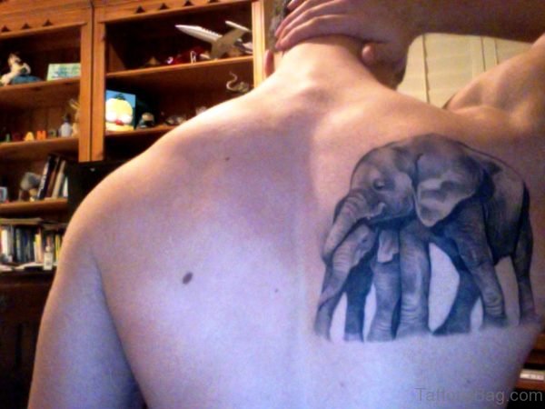 2 Elephants Tattoo On Shoulder